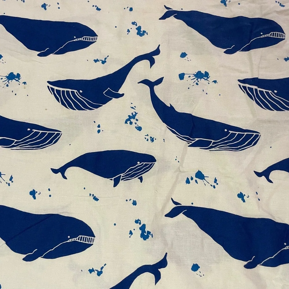 Ikea Blavingad Whale‎ Duvet Cover Pillowcase Size Twin White Blue